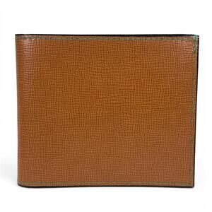 Valextra Men's Compact Bi-fold Wallet in Brown, Genuine Leather, Green Stitch...